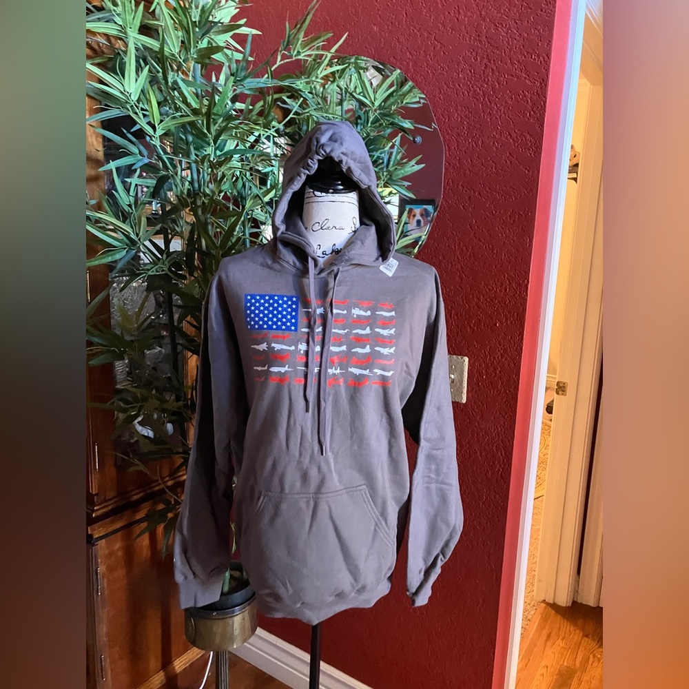 American Flag Plane Aviation Pullover Hoodie Sz M